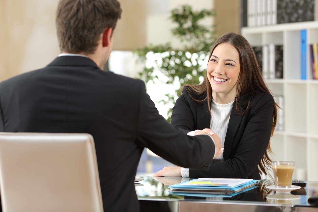 job interview lady and man