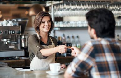 barista serving a customer