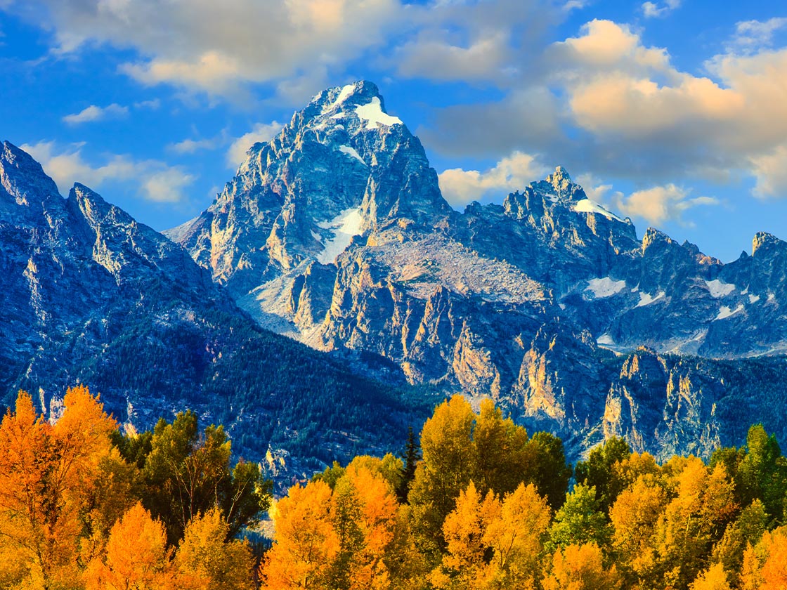 Teton mountain range during autumn